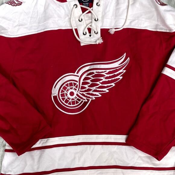 NHL Detroit Red Wings Old Time Style Lacer Midweight Cotton Hoodie Womens XXL - Picture 3 of 5